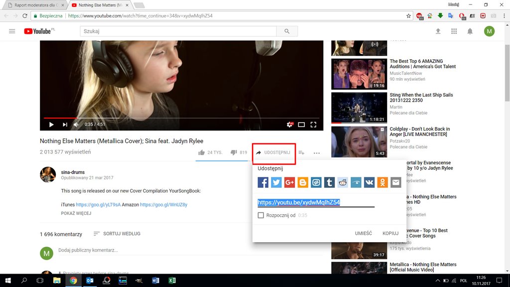 Udostępnianie filmów - YouTube